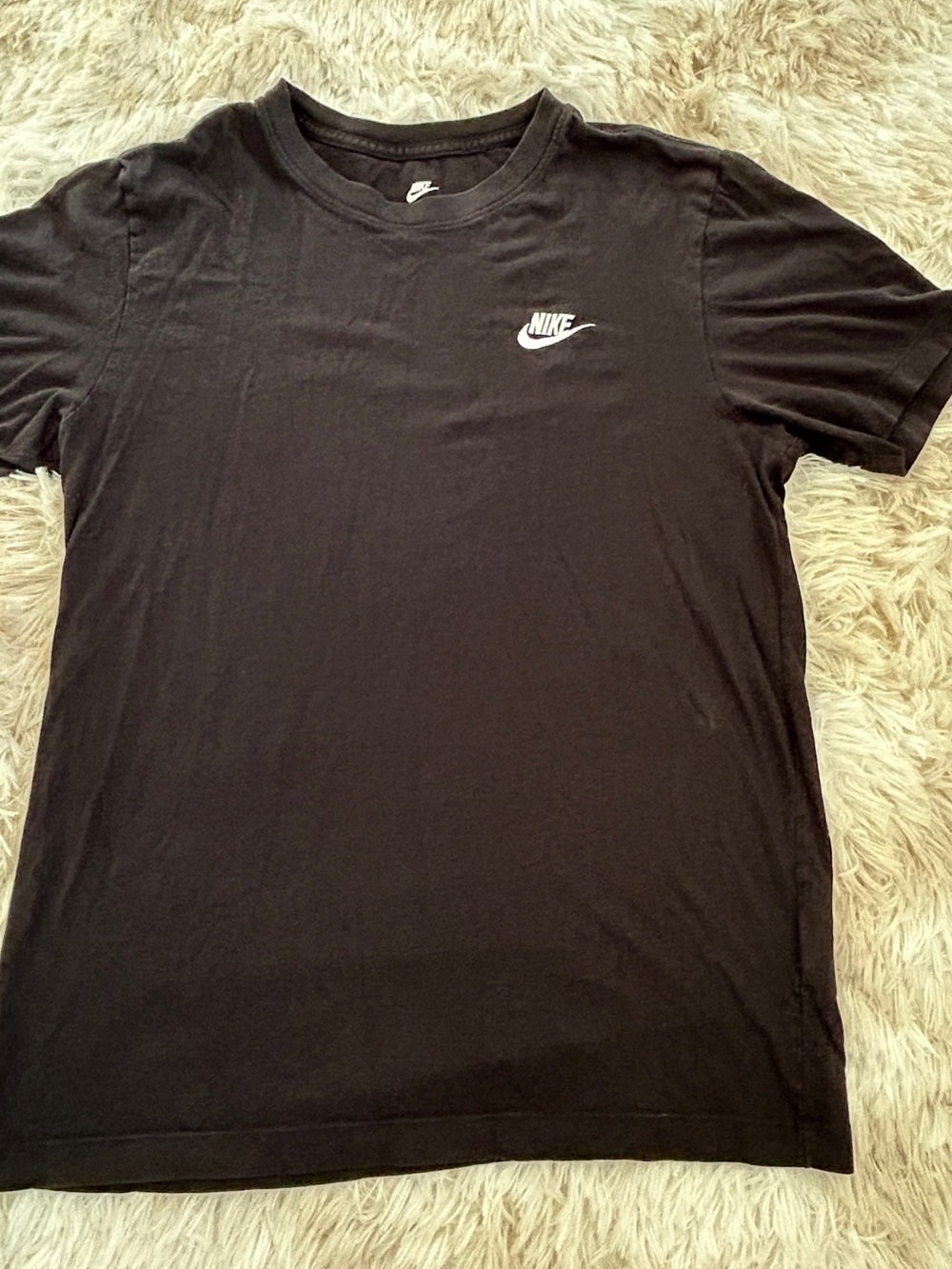 Nike Black Short Sleeve Crew Neck T‑Shirt with White Swoosh